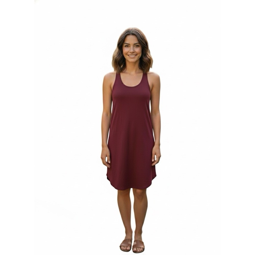LEITH Racerback Knit Dress Red Tannin Burgundy Wine Midi Casual Size S‎